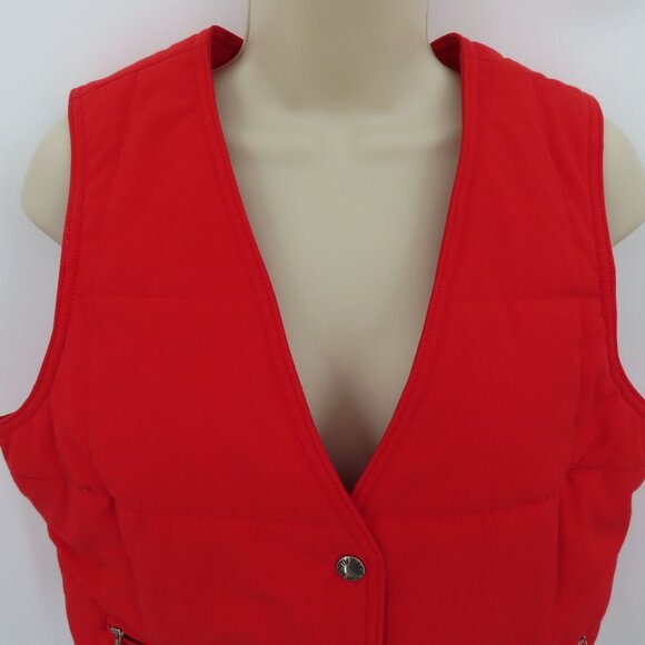 VTG The North Face Women 14 Large Solid Red Snap Front Vest Zip Pockets NEW Tags - Picture 5 of 15